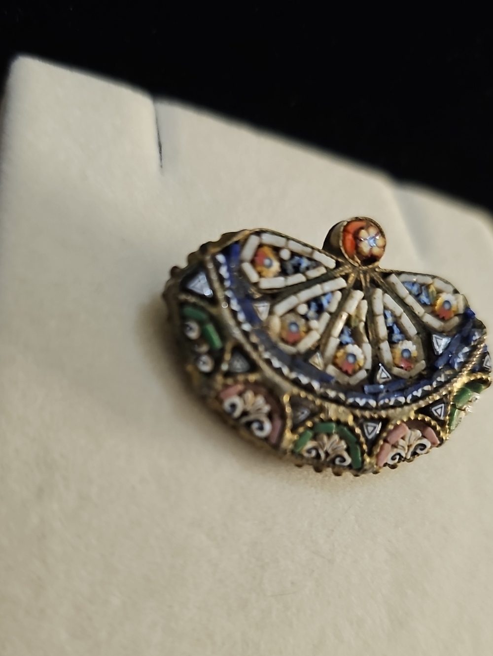 Vintage Italian Micro-Mosaic Fan Brooch - Picture 2 of 4